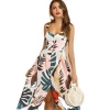 Bohemian Button Tropical Print Maxi Dress For Women Fashion Maxi Dress Beach Wear
