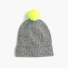 BOYS 60/20/20 wool/polyamide/viscose KNITTED DONEGALBEANIE(HAT) WITH NEON POM POM