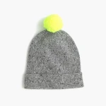 BOYS 60/20/20 wool/polyamide/viscose KNITTED DONEGALBEANIE(HAT) WITH NEON POM POM