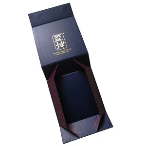 Brand name black paper custom print logo foldable packing box for gift