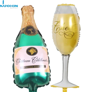 Champagne Bottle and Goblet Hydrogen Mini Happy Birthday Foil Balloon for Wedding Birthday Party