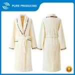 Cheap price Logo print or embroidery Promotional flannel fleece bathrobe , coral fleece bath robe