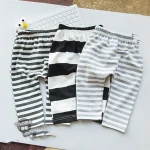 Cheap price winter soft striped knit cotton boy harem pants