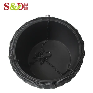 China supplier cheap hydroponic systems black plastic rattan wholesale round woven garden flower pots hanging baskets
