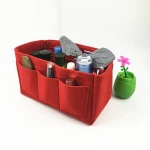 China wholesale lady general makeup bag grey felt travel cosmetic bag
