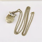 Classic Owl Purple Case Quartz Pocket Watch Bronze Antique Necklace Pendant Chain Ms. Men's Watch Birthday Gift Pocket Watch
