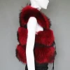 Classic style raccoon fur vest 3 rows women winter fur gilet waistcoat