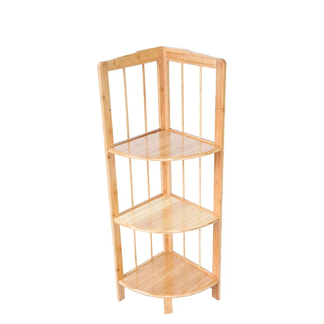 Classics Space Saver corner 3-Tier Bamboo Tower Storage and Organization Shelving for Home or Office