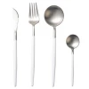 Colourful wedding flatware,stainless steel matte silver gold cutlery set for party
