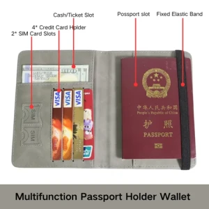 Cost-Effective Slim RFID Blocking PU Leather Travel Passport Holder Cover Wallet with Card Slot SIM Card Slot Ticket Holder