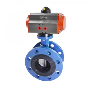 COVNA Double Acting Pneumatic Actuator Resilient Seated Flange Butterfly Valve