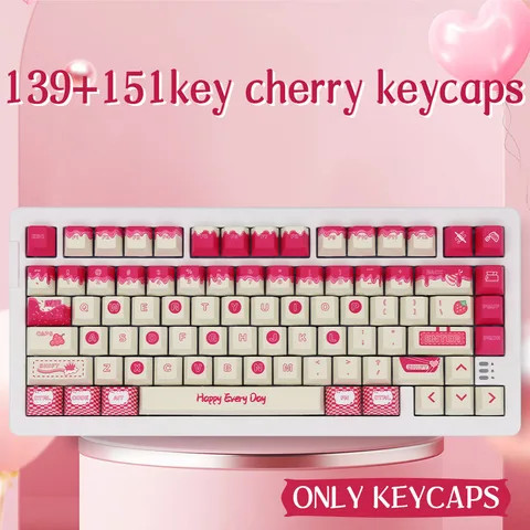 Cream Cake PBT Keycaps 151 Keys Custom Key Cap  Cherry Profile Compatible for 100%, 75%, 65%, 60% Keyboard