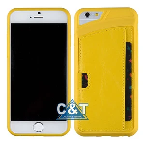 C&T Luxury Portable Wallet PU Leather Credit Card Holder Shockproof TPU Back Case Cover For iPhone 6 6S Plus