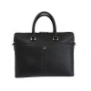 Custom  black  leather men laptop shoulder  messenger bag