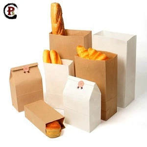 Custom cheap reusable brown food grade bread sandwich kraft paper bags without handle