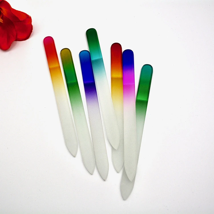 Custom colorful  double Side glass nail file ,Sand Sprayed glass nail file