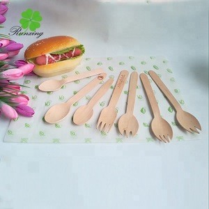 custom compostable disposable wood spoon