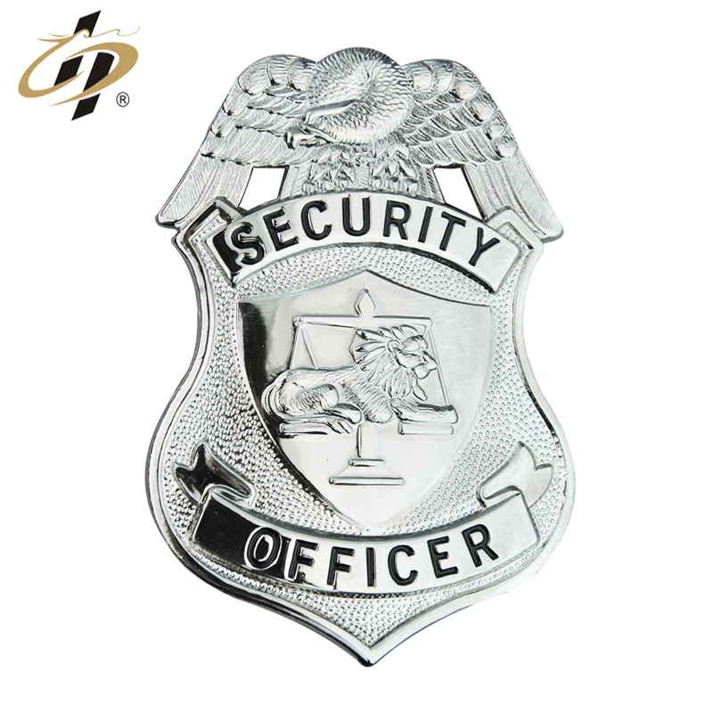 Custom enamel military zinc alloy shield security metal gold id badge pins
