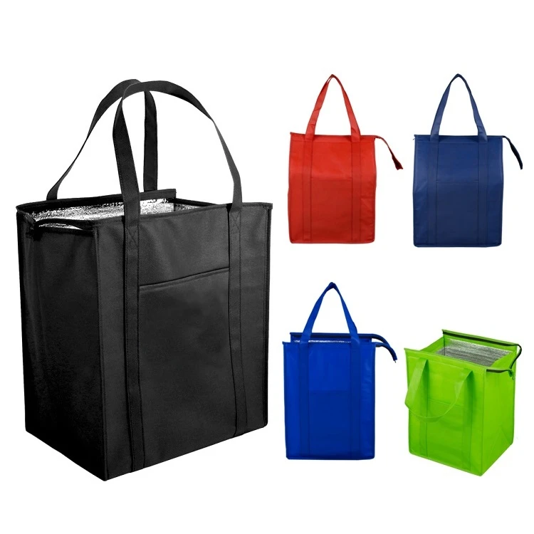Custom Imprint Portable Non-Woven Large Insulated Tote Bag Thermal Lunch Cooler Bag