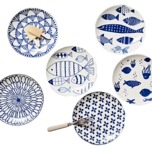 Custom logo dinnerware Japanese printed ceramic tableware sushi plate dinner plate with printing