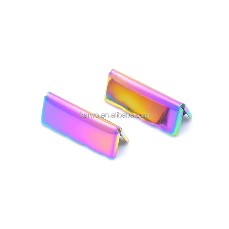 Custom Rainbow Color Metal Rope End Clip For Belt