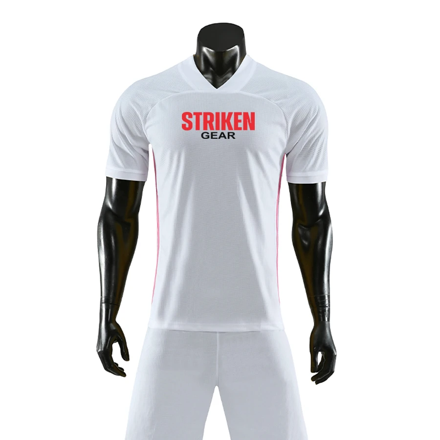 Custom V Neck Sublimated Soccer Jersey New Season Blank White Soft Soccer Uniform