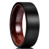 Custom Variety Wood Inlaid Outside Inside Rings Flat Domed Matte Tungsten Steel Ring for Boy Girl
