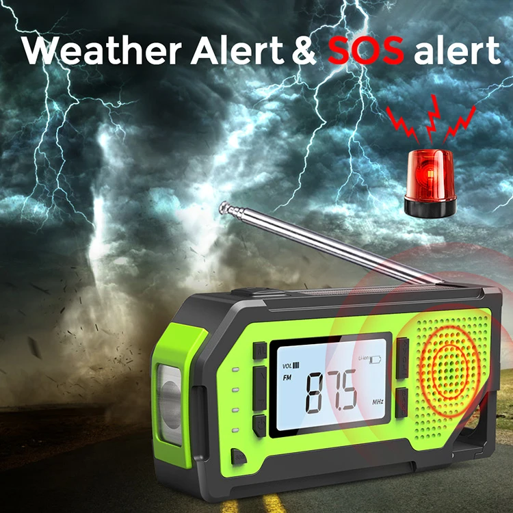 Customized Abs Lcd Display Am Fm Wb Noaa Weather Emergency Alert Radio Solar