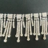 Decorative Shiny Tassel Metallic Silver Long Fringe Rhinestone Bridal Lace Trim decoration for dresses