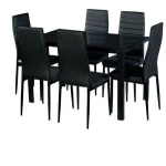 Dining Table Set Tempered Glass Dining Table Spraying Metal Leg Dining Room Furniture