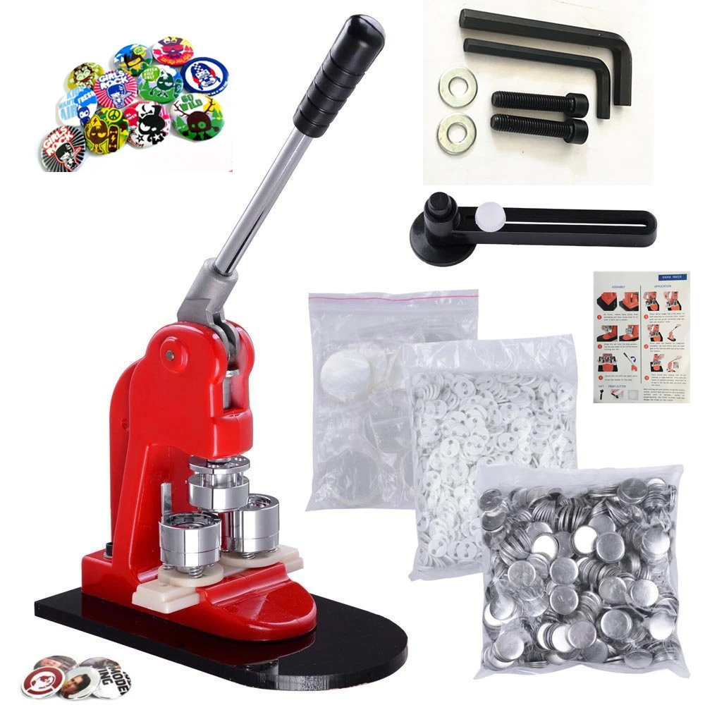 DIY button maker 75mm (3&quot;) button kit press machine badge making machine with 1000pcs pin badge free paper cutter