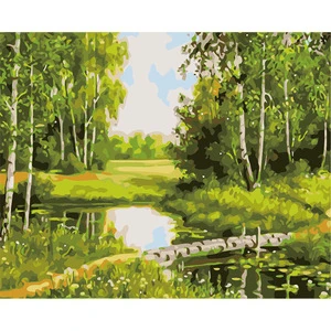 DIY Oil Painting By Number On Canvas Path With Trees Landscape Digital Coloring Paint By Number 40 x 50 cm For Wholesale