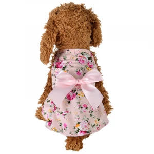 Dog Cute Floral Bow Dresses Pet Dog Wedding Dress For Small Dogs Puppy Cat Supplies