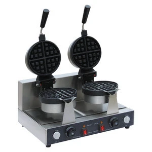 Double plate cast aluminum round shape waffle maker electric waffle machine