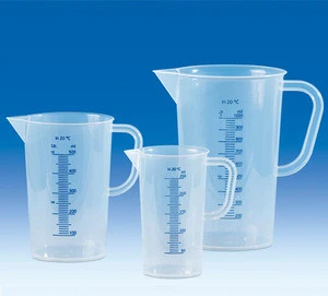 Durable Laboratory Plastic Beakers with Blue Printed Graduation and Handle