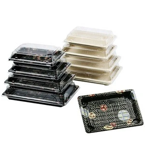 Easy Green Custom Printed Plastic Frozen Seafood Black Packaging Sushi Tray Box