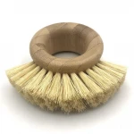 Eco-friendly Kitchen Cleaning Brush Short Handle Round Dish Washing Pot Brush Sisal Palm Bamboo Super Cleaning Ability Hand OEM