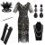 Import Ecoparty 20s Flapper Gatsby Sequin Beaded Evening Cocktail Dress with Accessories Set from China