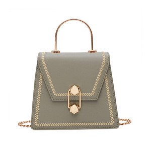 Elegant new design thin metal handle low moq handbags bags for women