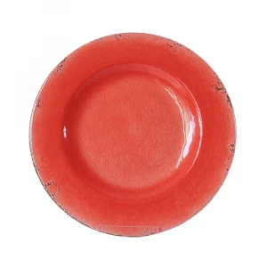 EU food certificate outdoor or indoor  salmon red color patterns rustic dinnerware tableware melamine dinner set