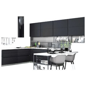 European style Grey color open kitchen cabinets dining table sets