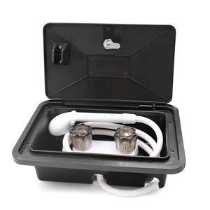 Exterior Shower Box Kit with Lock for RV Caravan Includes Faucet Shower Head Hose Easy Installation