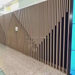 Exterior Wall Cladding Building Materials Wood Grain Aluminum Strip Facade Panel