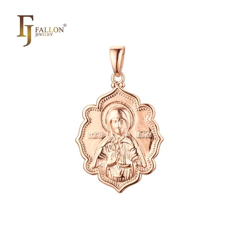 F86100353 FJ Fallon Fashion Jewelry Saint Matrona Nikonova Pendant Plated Plated In Rose Gold Brass Based