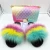 Import Factory 2022  Fashion Wholesale Soft Luxury Matched Colors Fox Fur Slides Matching Ladies Jelly PVC bag from China