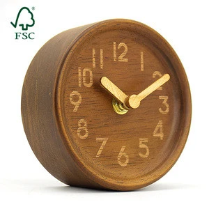 Factory Direct Sale Price  Real Wood Table Clock with Customized Logo for  Promotional gift Wholesale