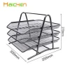 Factory office metal desk organizer mesh 3 tier document file tray