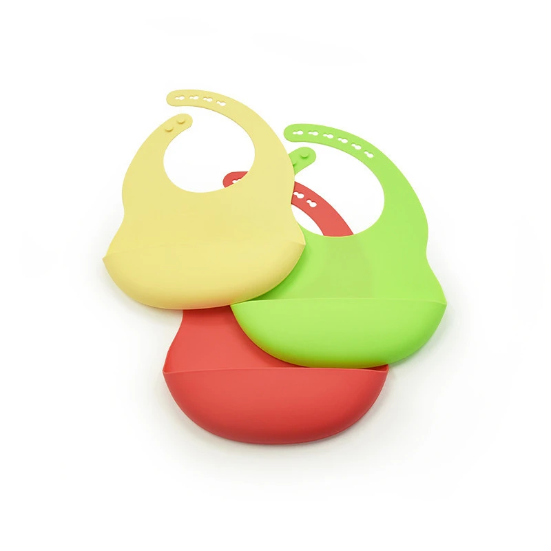 Factory Wholesale Baby Waterproof Bib Products Baby Food Feeding Silicone Baby Bibs with Buttons