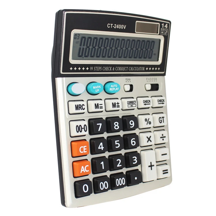 Fancy Office Gift Desktop Electronic 99 Steps Check 14-digit Calculator With Note Checking Function