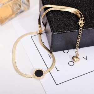 Fashion Black Enamel Snake Chain Necklace Woman Choker Jewelry 316 Stainless steel Necklace 18K Gold Plated Factory Wholesale
